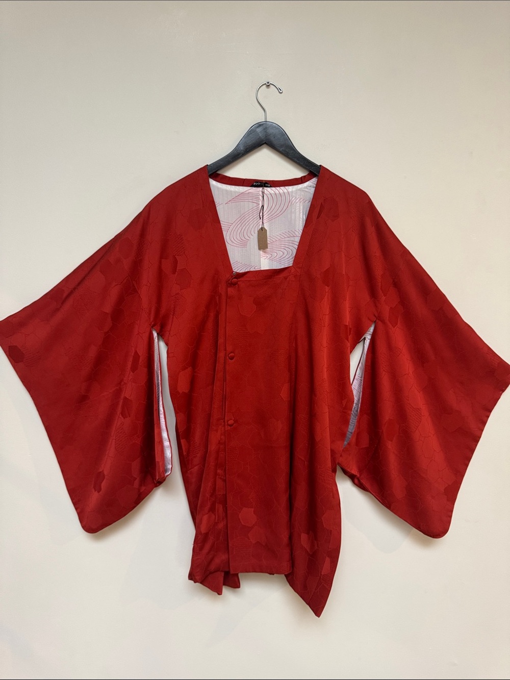 Vintage Silk Red Kimono Mini Dress